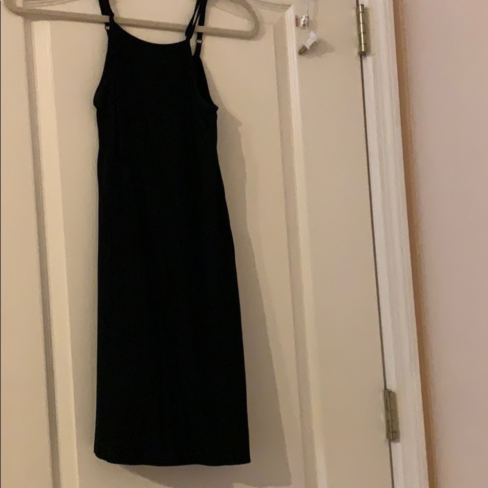 Black Faux Halter Swing Dress